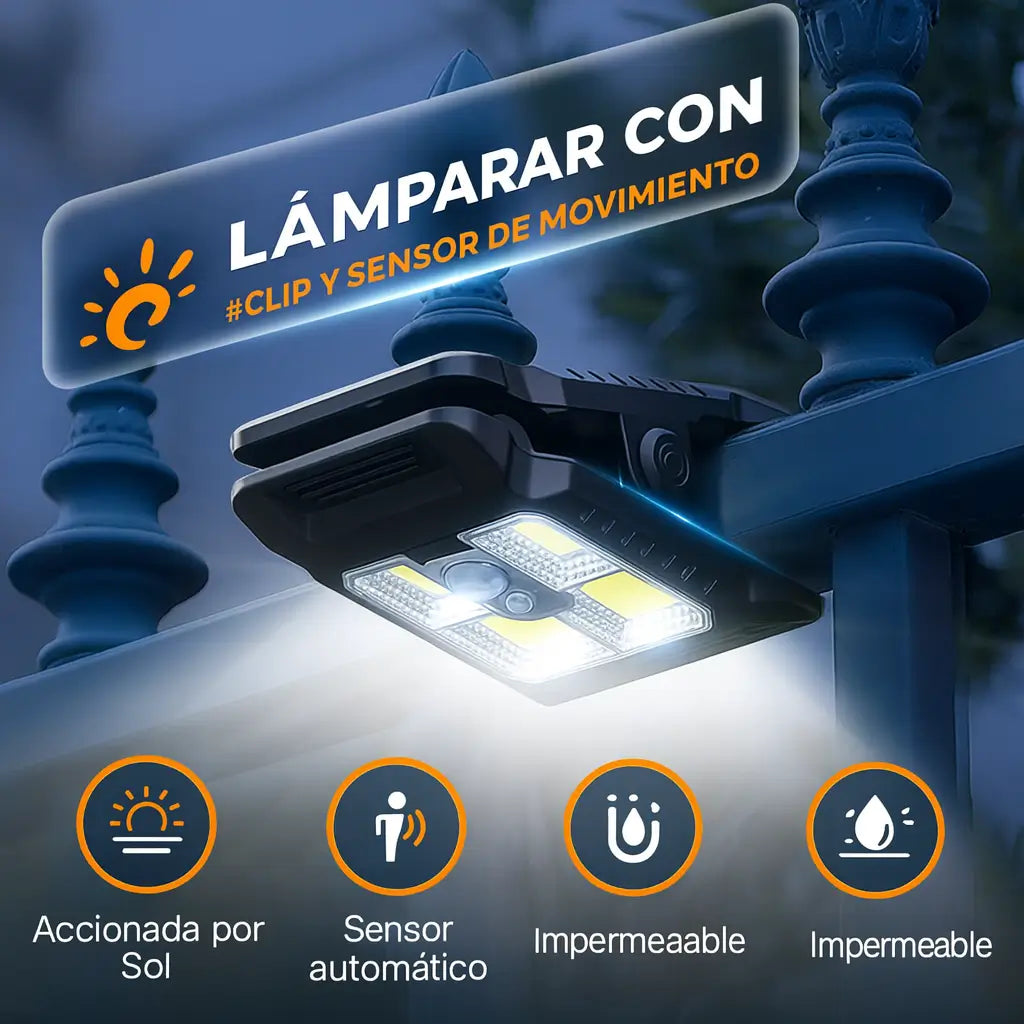 ILUMINEX®️| Luz Solar Inteligente con Clip y Sensor de Movimiento